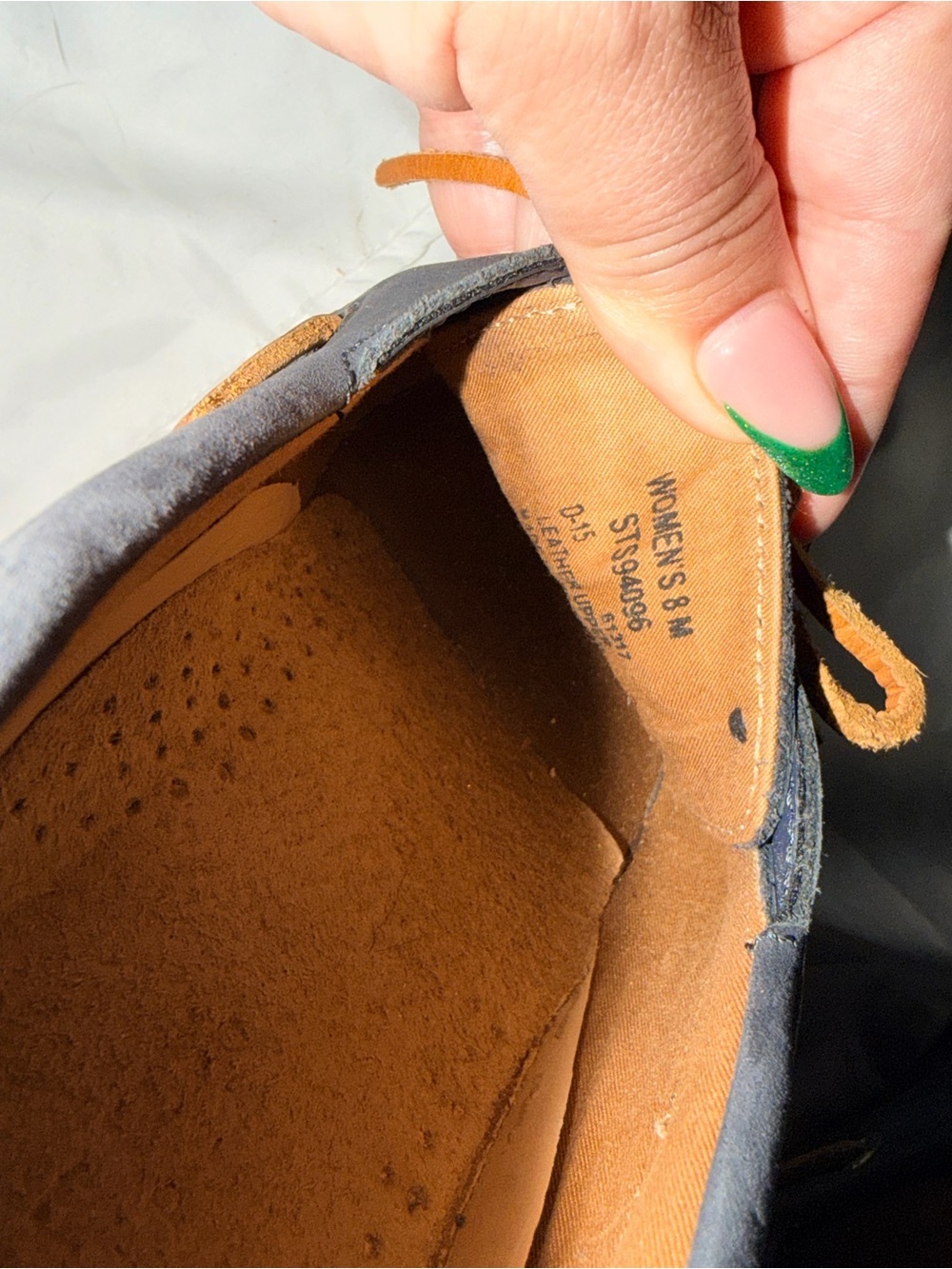 Sperry Navy and Tan Leather Moccasin Boat Shoes - Picture 6 of 6
